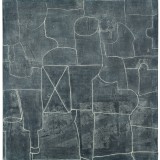 Indigo II (Booze)
Oil, Asphalt, Burlap, Marble dust, Graphite on Canvas 112 x 107 cm
2012